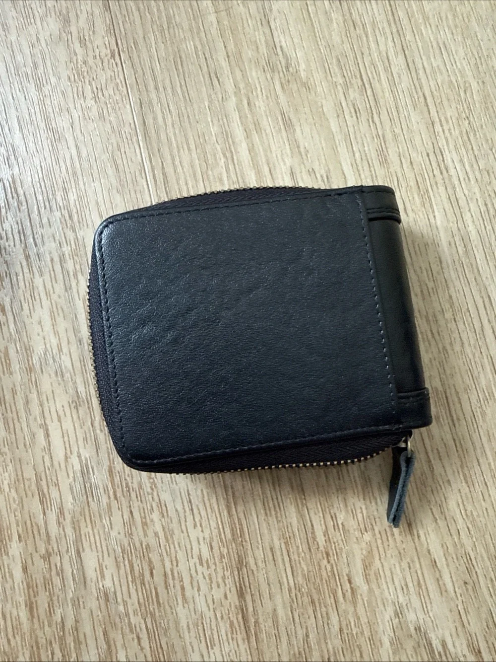 Schlatum Genuine Leather Zipper Wallet RFID Blocking Large Capacity Black